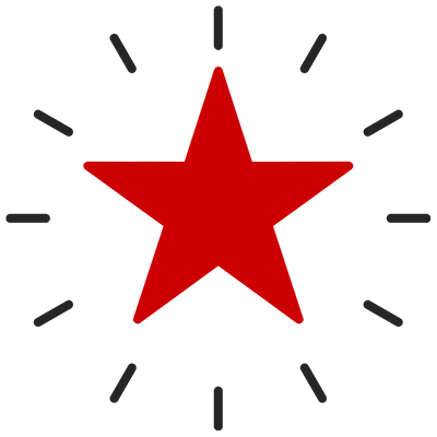 red star with black bursts